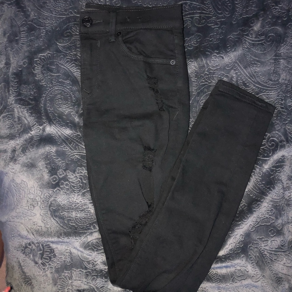 Express Black Ripped Skinny Jeans